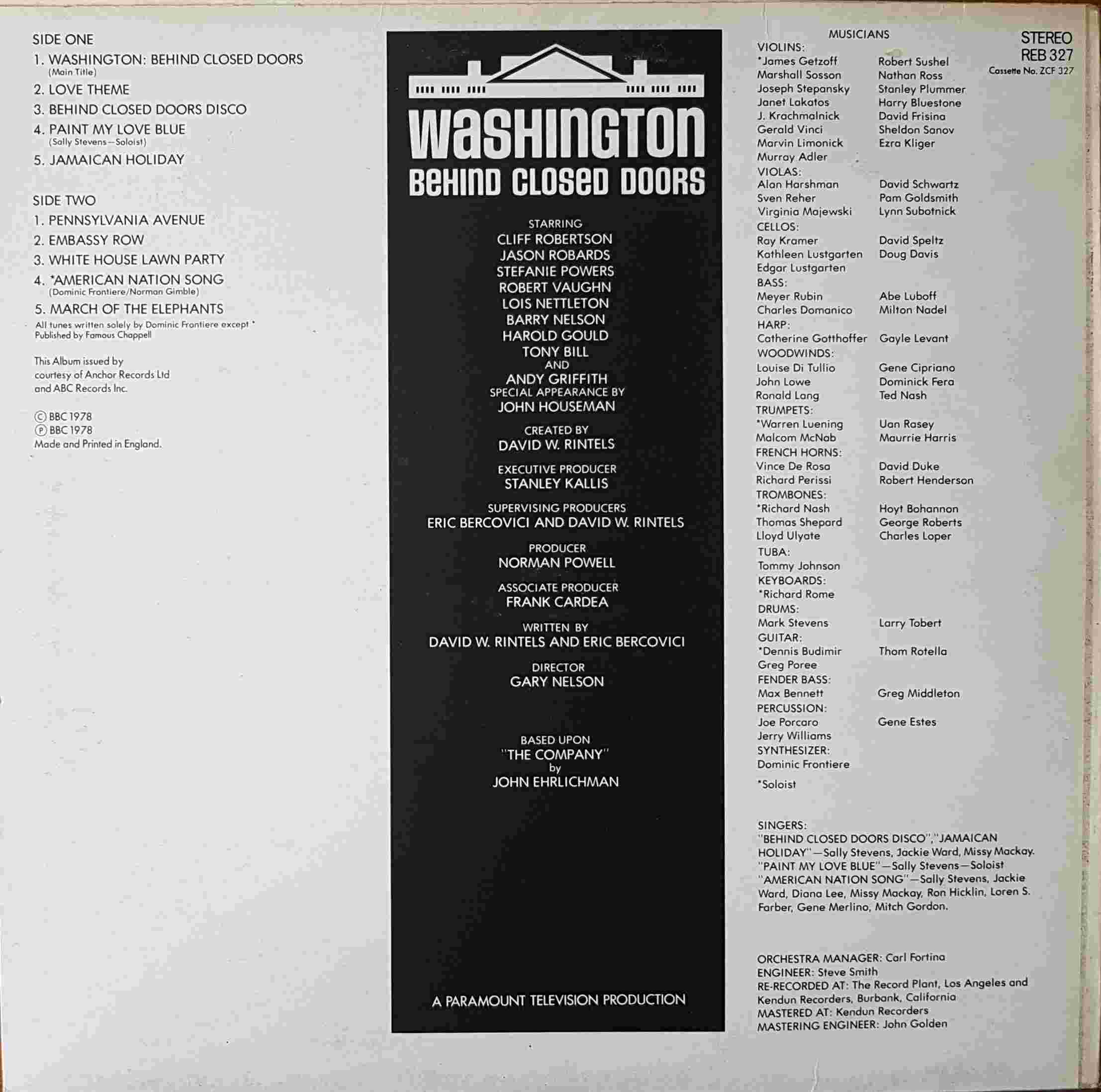 Picture of REB 327 Washington behind closed doors by artist Dominic Frontiere from the BBC records and Tapes library
